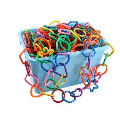 Interlocking Geometric Chain Building Blocks, Kids Connecting Plastic Educational Toy