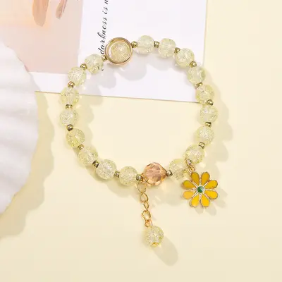 Kadınlar için sınır ötesi sıcak satış küçük papatya patlama bilezik, çok yönlü üst düzey pembe kristal ayçiçeği kristal bilezik Yiwu el takıları - 10