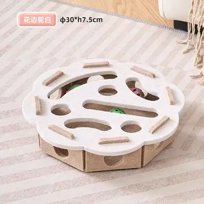 Игрушка для кошек для самостоятельной игры, средство от скуки, интерактивный лабиринт-головоломка для котят и домашних кошек с норками для прятания, войлочная коробка, дразнилка с колокольчиком и мячиком - 11