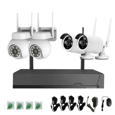 Wireless surveillance camera kit, 4 channel, full-color, night vision