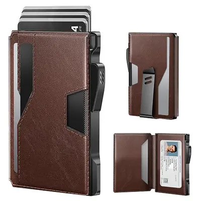 Ultra-Thin Metal Card Holder, Carbon Fiber RFID Blocking Men's Wallet - 8