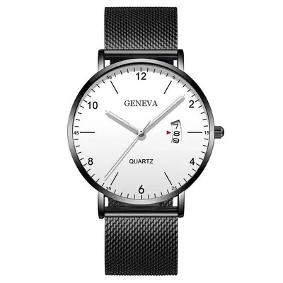 Men's quartz watch, luminous dial, mesh or leather strap - 9