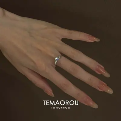 Silver diamond ring, open design, index finger - 4