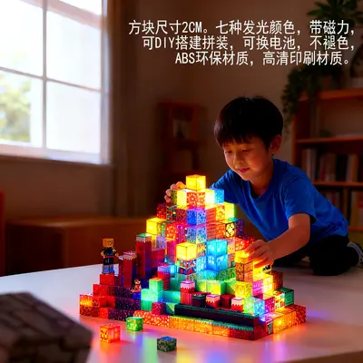 Glowing Magnetic Building Blocks, DIY Educational Toy - 4