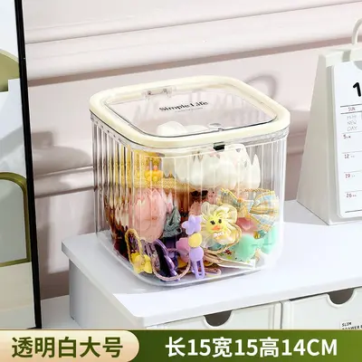 Transparent Desktop Storage Box with Pop-Up Lid for Hair Accessories - 10