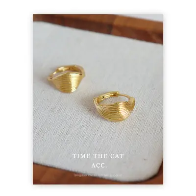 18K gold-plated geometric metal earrings, minimalist - 6