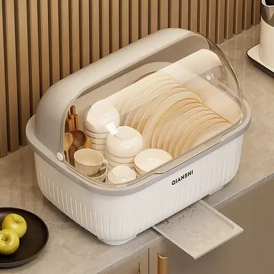 Kitchen cabinet with lid, dishware storage, dustproof