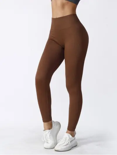 Nahtlose gerippte Yoga-Leggings High Waist Fitness