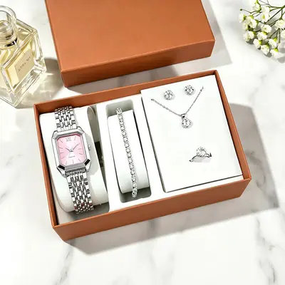 Women's fashion watch with bracelet and necklace set - 12