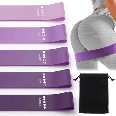 TPE Mor Kadın Yoga Kalça Kaldırma Direnç Bandı Seti - 3