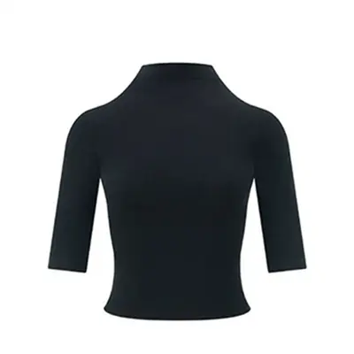 Kadın yarım balıkçı yaka tek omuzlu kısa kollu slim fit tişört - 8