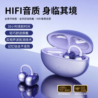 Ear-Clip Bluetooth Earphones, No-Feel Wear, Stays Secure During Sports