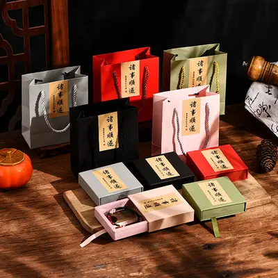 Temple Style Anti-Oxidation Bracelet Collection Packaging Box Jewelry Box PE Film Suspension Box Ornament Badge Display Box