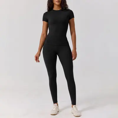 8455跨境爆款瑜伽服女套装两件套高级感速干健身服女运动瑜伽套装 - 8