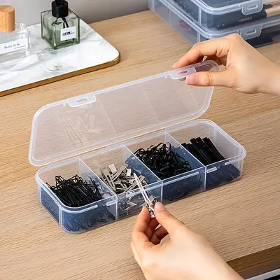 Hair Accessory Storage Box with Compartments, Plastic