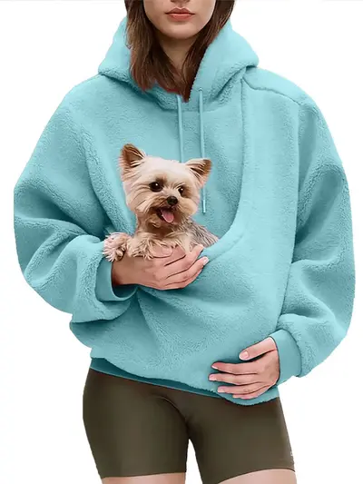 BK8837# Amazon Europa USA Herbst Winter Cross-Border einfarbiger Kapuzen-Plüsch Haustier-Tasche lockerer Pullover Damen