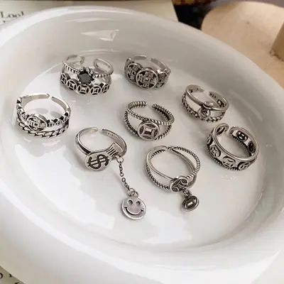 925 sterling silver ring, Pixiu, vintage open mouth design
