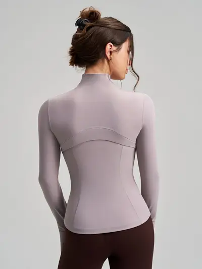 Women's Slim-Fit Yoga Jacket with Thumb Holes - 6