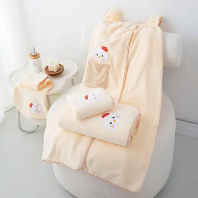 Hühner-Stickerei-Handtuchset, Korallenfleece, weich - 6