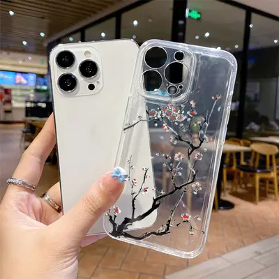 Chinesische Pflaumenblueten Handyhuelle fuer iPhone 13/14/15 transparent