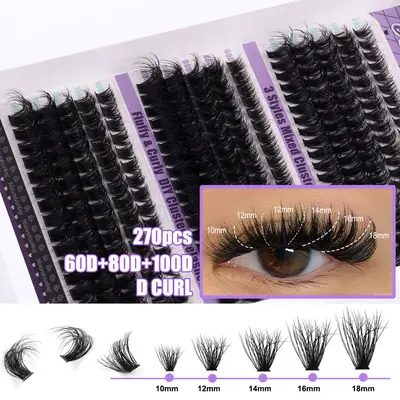 D-Curl Natürliches Wimpernverlängerungs-Set Einzelcluster