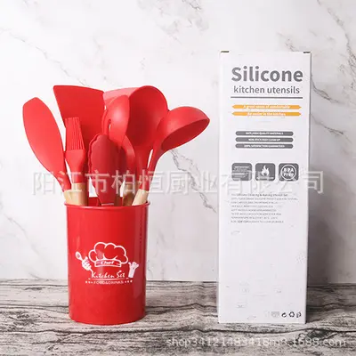 Kitchen utensils set Food-grade silicone material 12-piece set, non-stick pan, easy to clean, storage kitchen tool combination included - 9