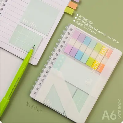 Morandi Color Sticky Notes Set with Loose-Leaf Index Tabs - 8