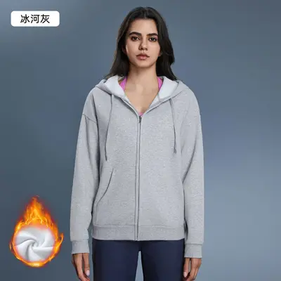 Women's Fleece-Lined Hooded Zip Jacket, Windproof, D25155 - 8
