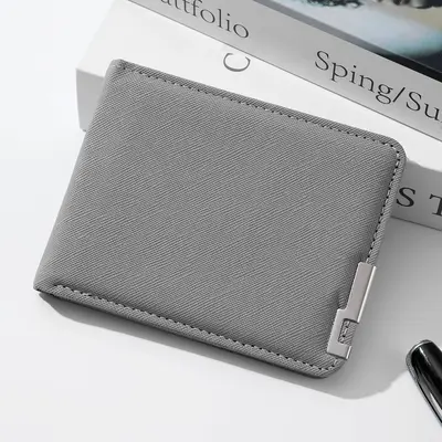 Men's Short Leather Slim Wallet with Multiple Card Slots - 7