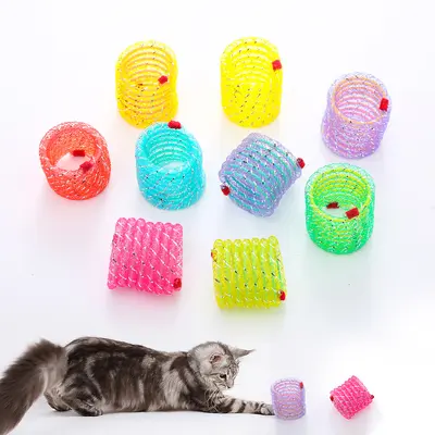 Colorful Soft Mesh Tube Spring Ball Cat Toy for Self-Play