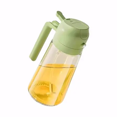Glass oil bottle, spray and pour dual-function