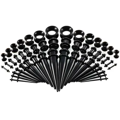 Acrylic Pointed Ear Gauge Set, 50 Pieces, Piercing Earrings - 8