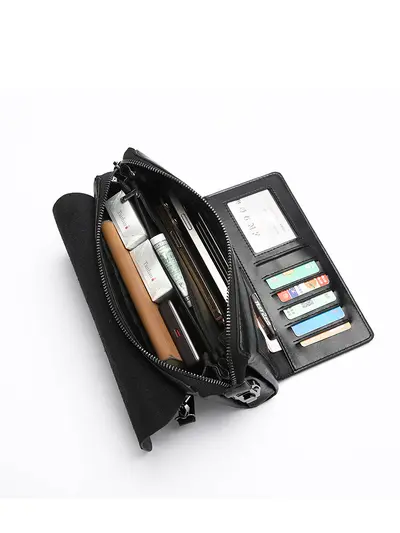 Men's Clutch Bag with Combination Lock, Crocodile Pattern, Multiple Card Slots - 4