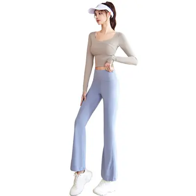 Yoga pants, high waist, fitted, breathable