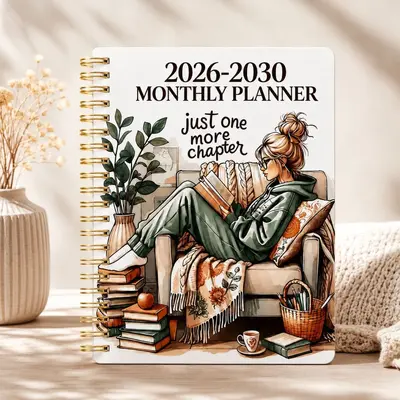 A5 aylık planlama defteri 2026-2030, spiral ciltli