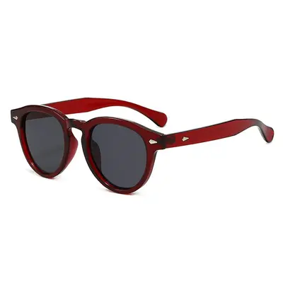 Round Frame Sunglasses with Metal Rivets, Light Luxury, Unisex Sun Protection - 8