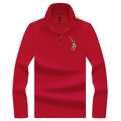 Herren-Langarm-Poloshirt aus 100% Baumwolle, bestickt - 8