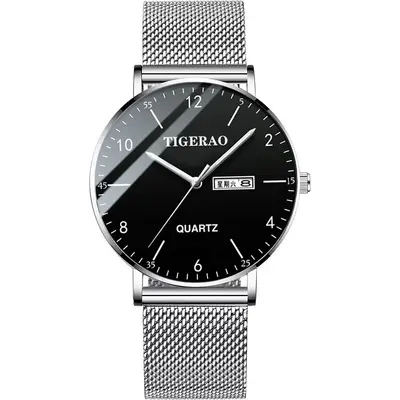 Neue Herrenarmbanduhr Business komfortable Quarzuhr wasserdicht glänzender Ledergeflecht Gürtel Modetrend Großhersteller ultraflach - 12