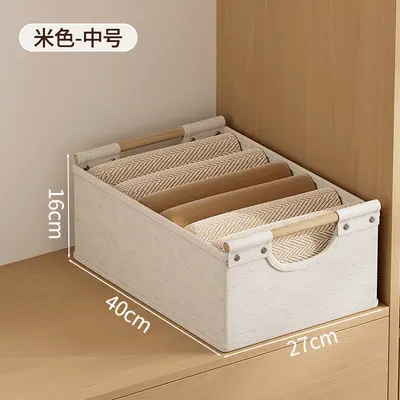 Faltbare Stoff-Aufbewahrungsbox mit Holzgriff für Kleidung - 7