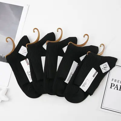 Damensocken Doppelnadel lange Rohre mittlere Dicke Herbst Winter Innenseite außen Baumwolle einfarbig Damensocken Lagerbestand Großhandel Supermarkt Flohmarkt Baumwollsocken - 10