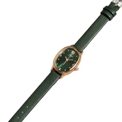 Vintage oval kadın kol saati, minimalist tasarım, şeffaf kuvars - 6