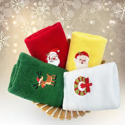 Saf pamuklu Noel mutfak havlusu seti işlemeli Noel logosu banyo el havlusu ihracat Cadılar Bayramı havlusu kişiselleştirme