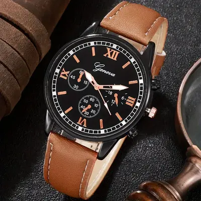 Grenzüberschreitende Mode Herrenuhr Business-Armbanduhr populäre Herrengarnitur Quarz-Armbanduhr PU-Gürtel Herrenuhr für den täglichen Gebrauch - 10