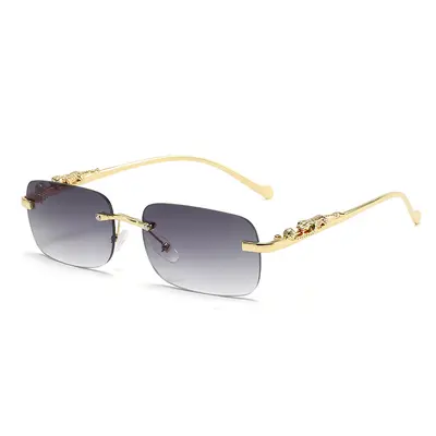 Metal Frameless Square Sunglasses for Driving, Retro Style - 6