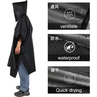 Raincoat cape, disposable, multi-purpose, full-body, 3-in-1, outdoor