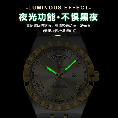 瑞士品牌防水新款夜光男士手表超薄款石英表直播外贸爆款一件代发