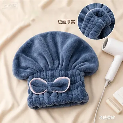 Sevimli Kore tarzı hızlı kuruyan saç havlusu, emici saç kurutma bonesi, mikrofiber mercan polar kalınlaştırılmış prenses şapkası toptan satış.
