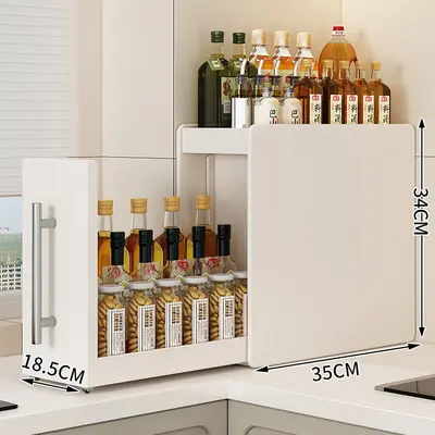 Kitchen seasoning rack, multi-layer, pull-out, condiment organizer - 8