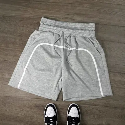 Men's Double Waist Casual Shorts, Grey, Loose Knit
