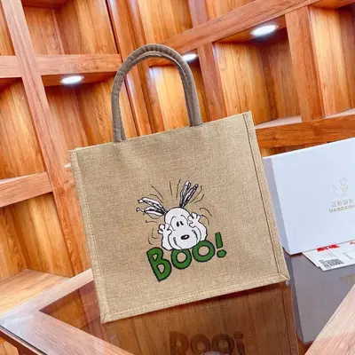 Linen Tote Bag for Women, Large Capacity, Letter Print - 13